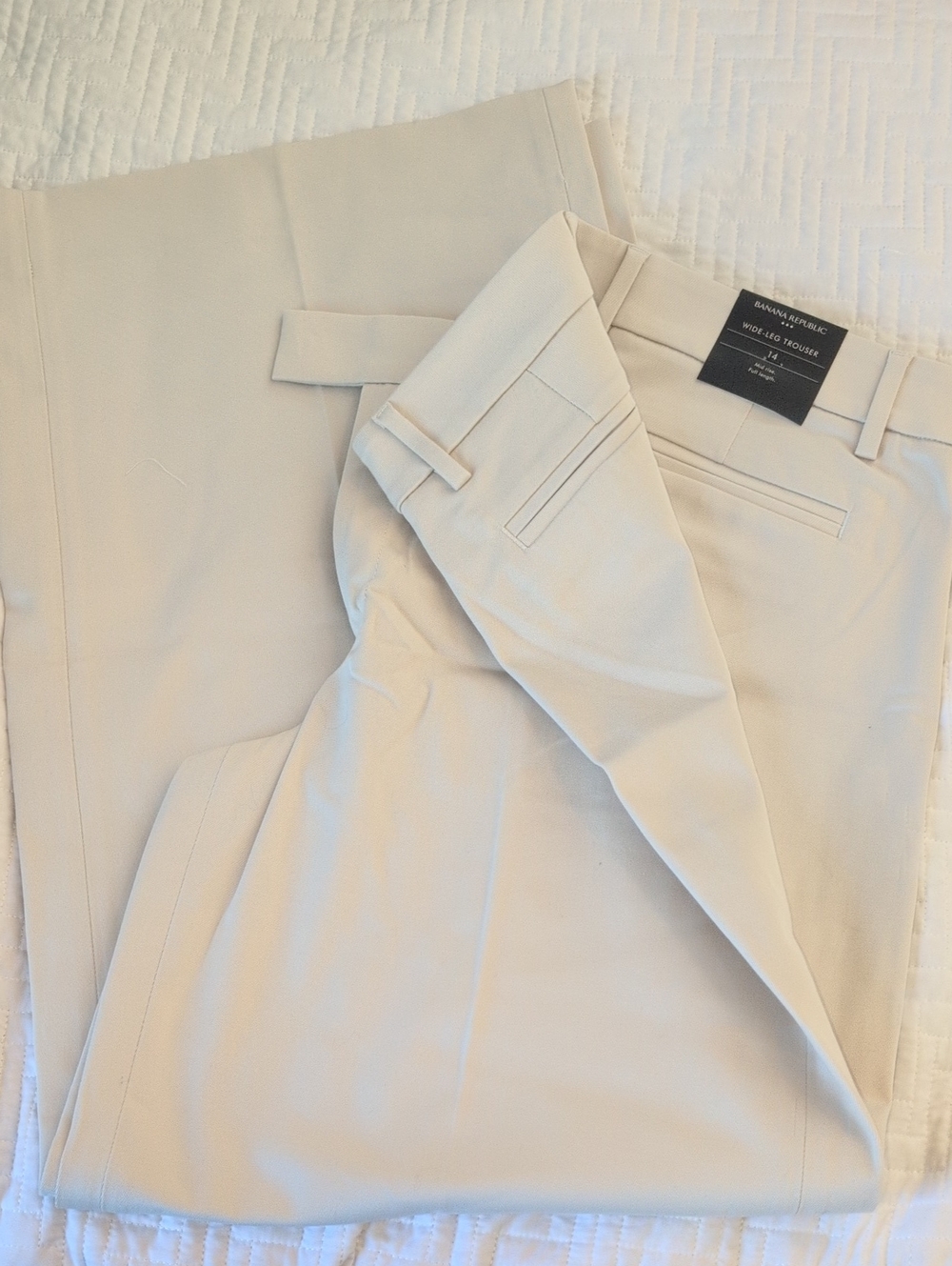 Banana Republic Women's Light Beige Wide-Leg Trousers